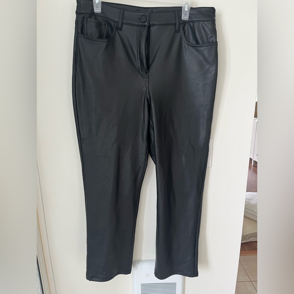 Crop leather pants stretch